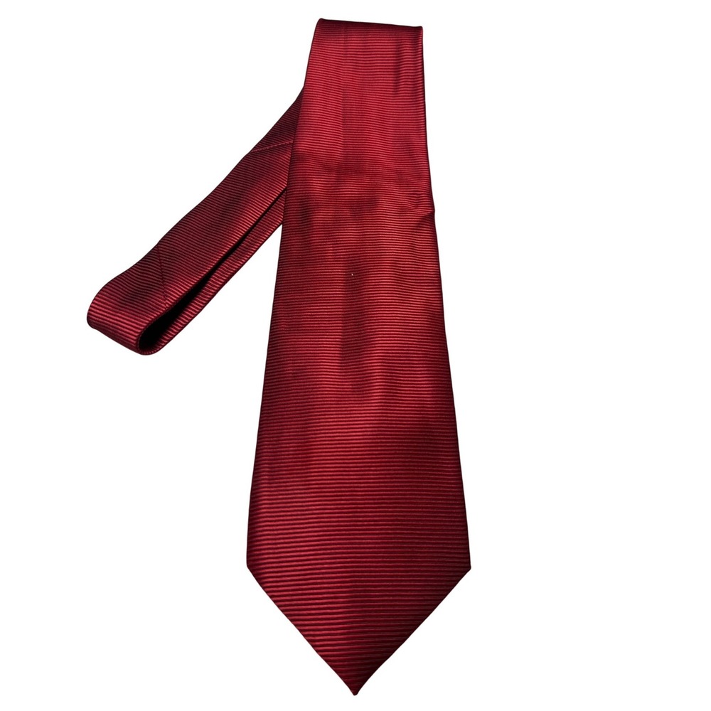 Vintage San Marino Mens Burgundy‎ Red Ribbed Silk Necktie Italy New York